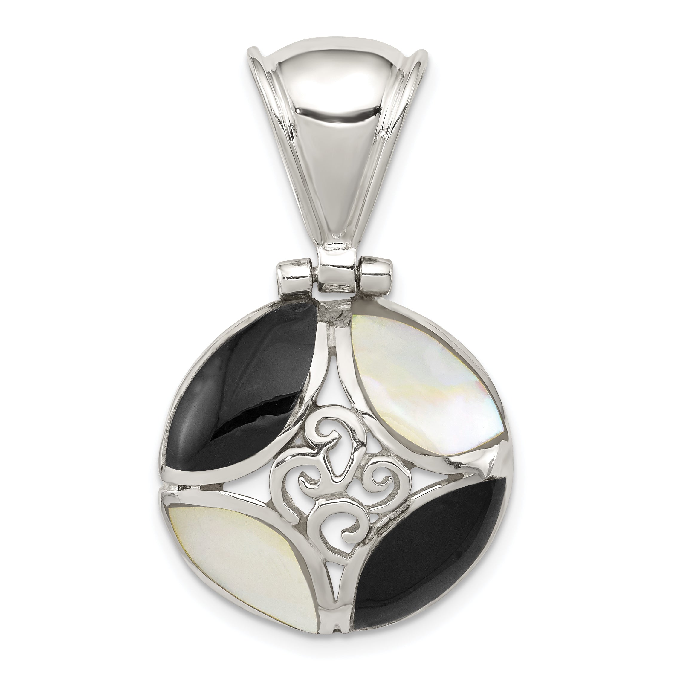 Sterling Silver Black Onyx & Mother Of Pearl Pendant Main image