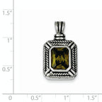 Sterling Silver Green CZ Square Pendant