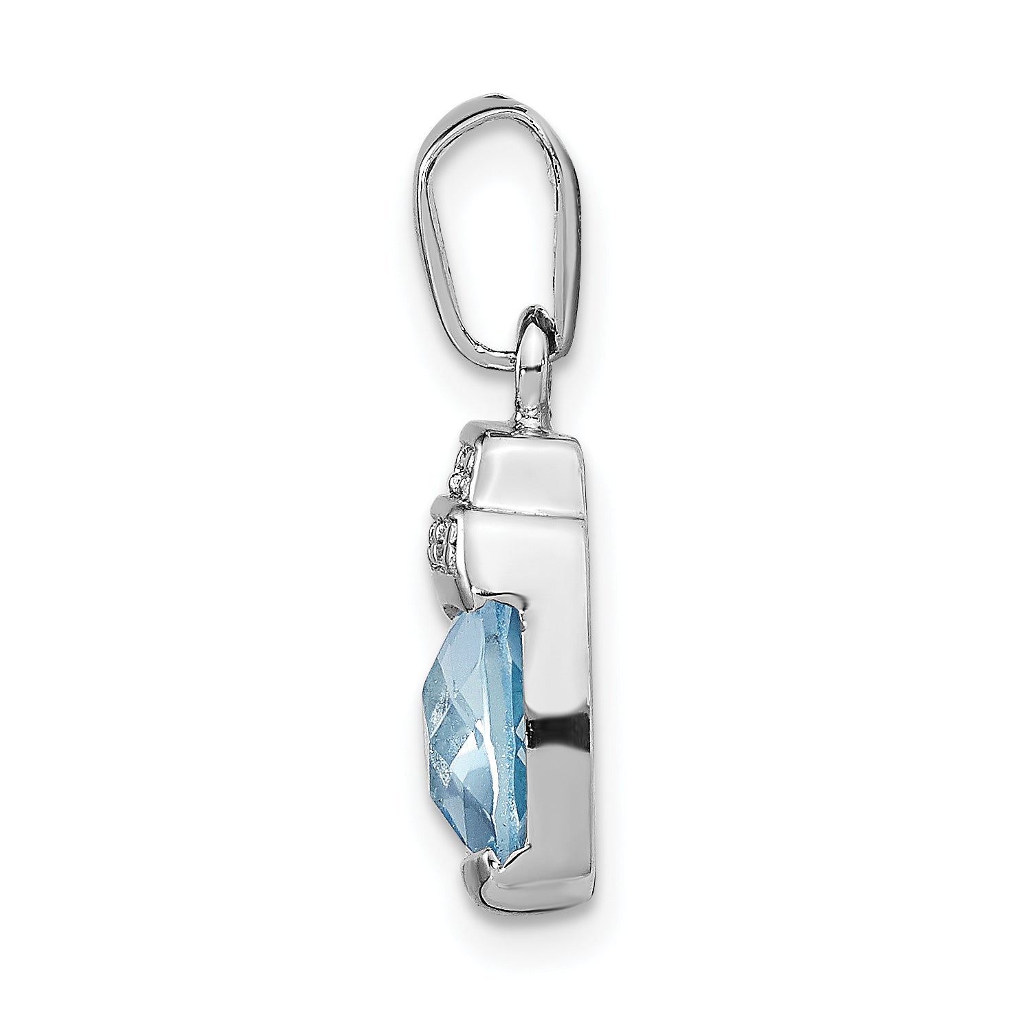 Sterling Silver Rhodium-plated Blue CZ Pendant Secondary image