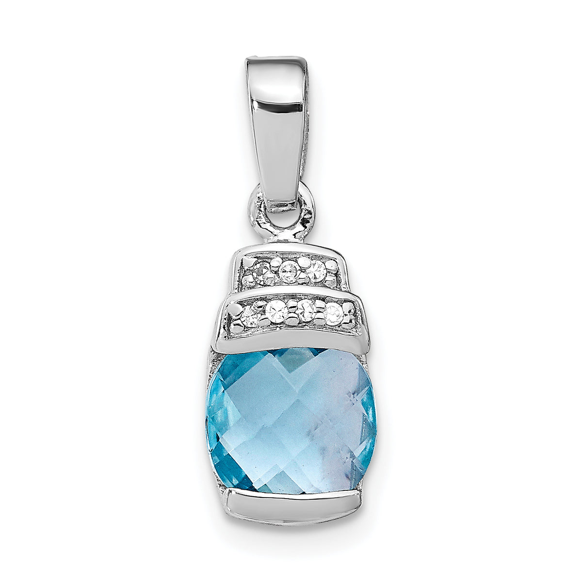 Sterling Silver Rhodium-plated Blue CZ Pendant Main image