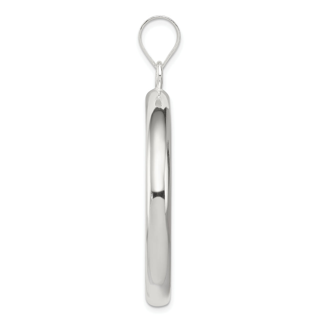 Sterling Silver Rhodium-plated Circle Pendant