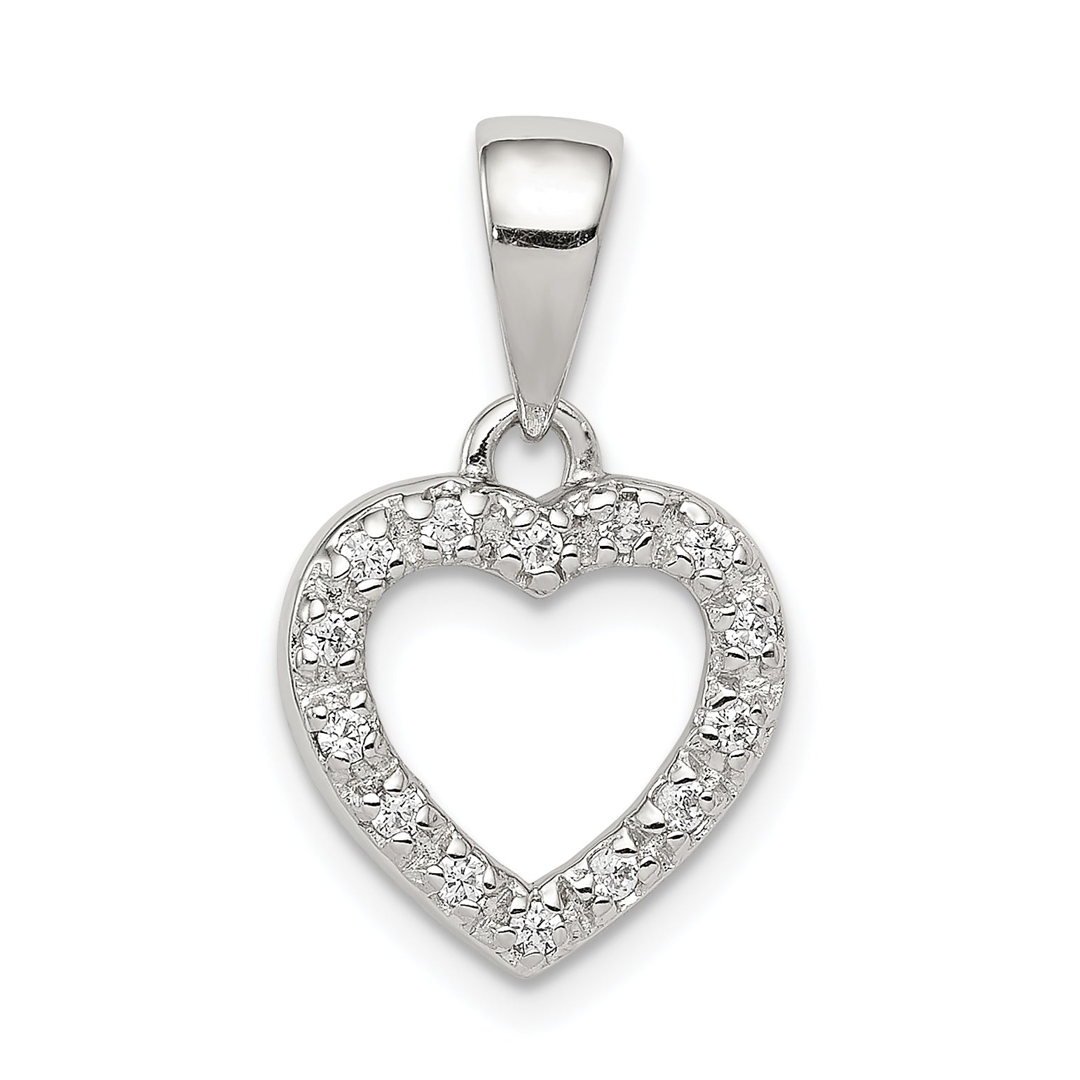 Sterling Silver Rhodium-plated CZ Heart Shape Pendant Main image