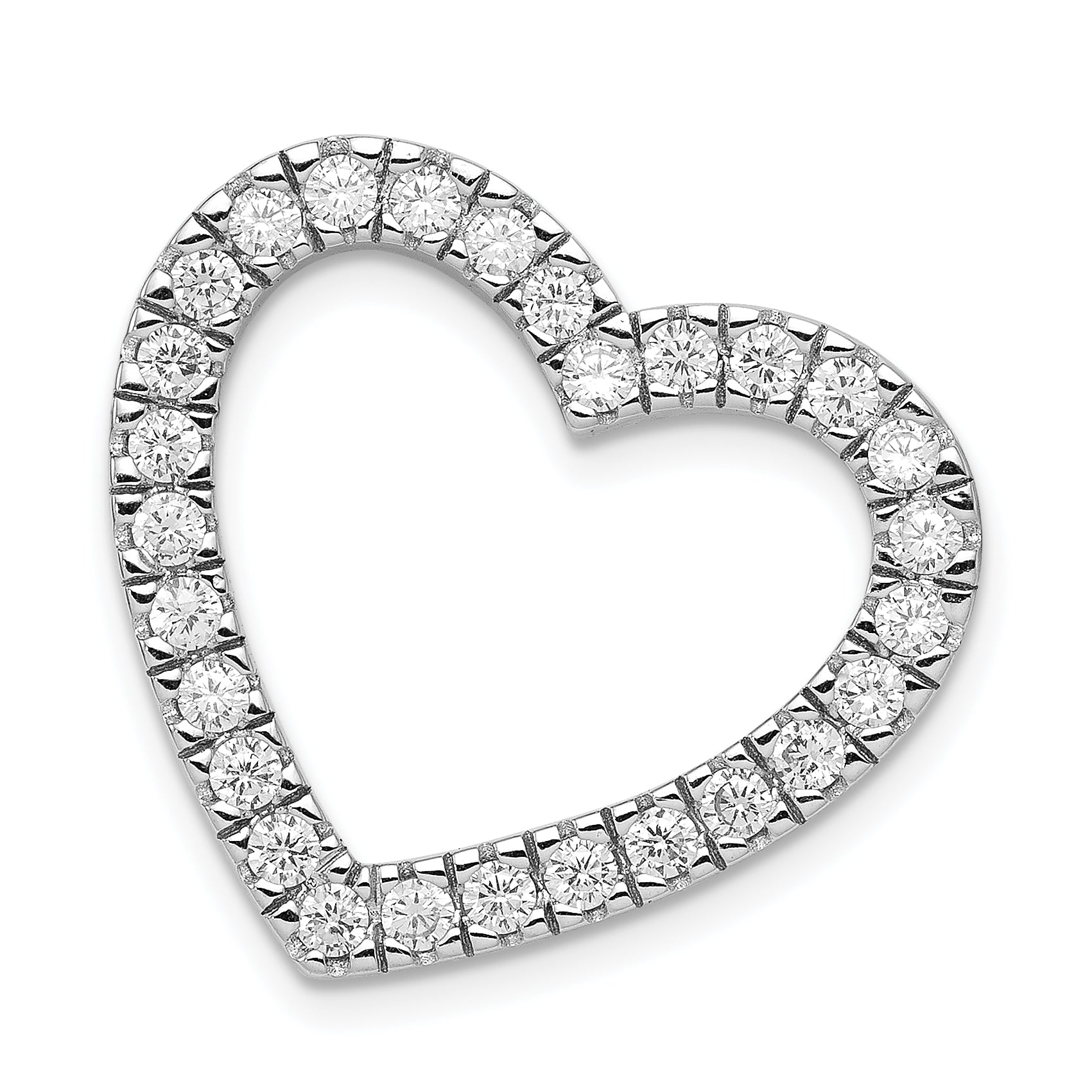 Sterling Silver Rhodium-plated CZ Heart Slide Pendant Main image