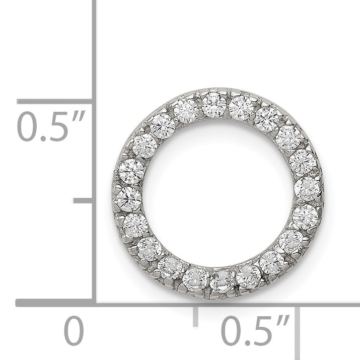 Sterling Silver Rhodium-plated CZ Round Pendant