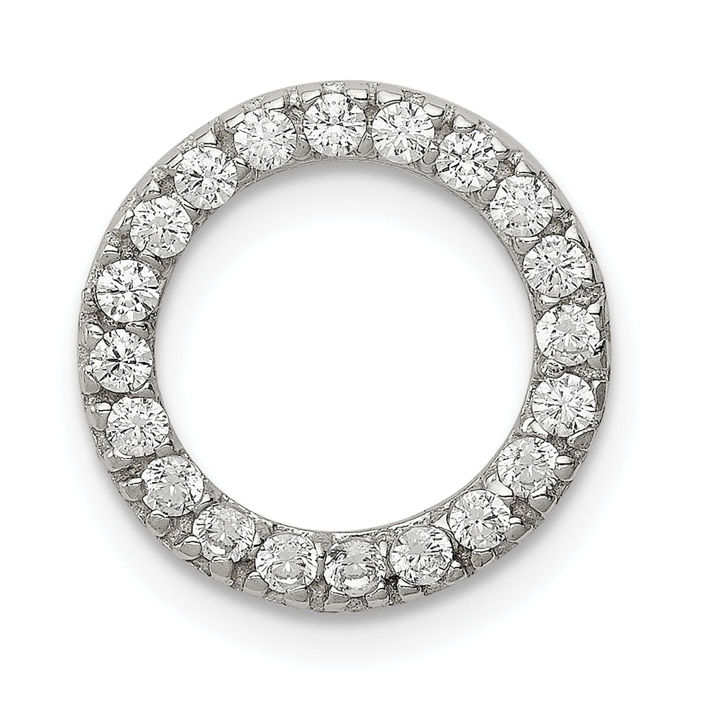 Sterling Silver Rhodium-plated CZ Round Pendant