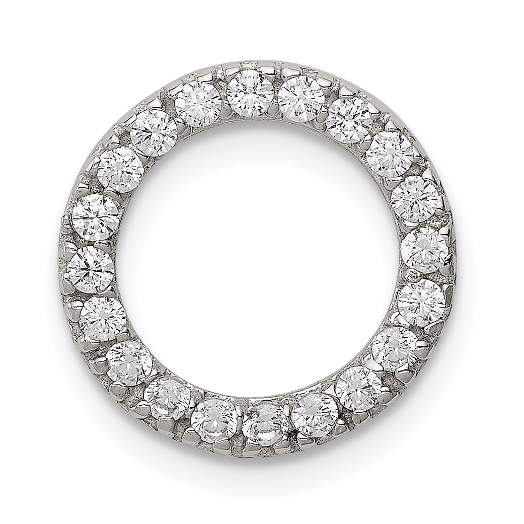 Sterling Silver Rhodium-plated CZ Round Pendant