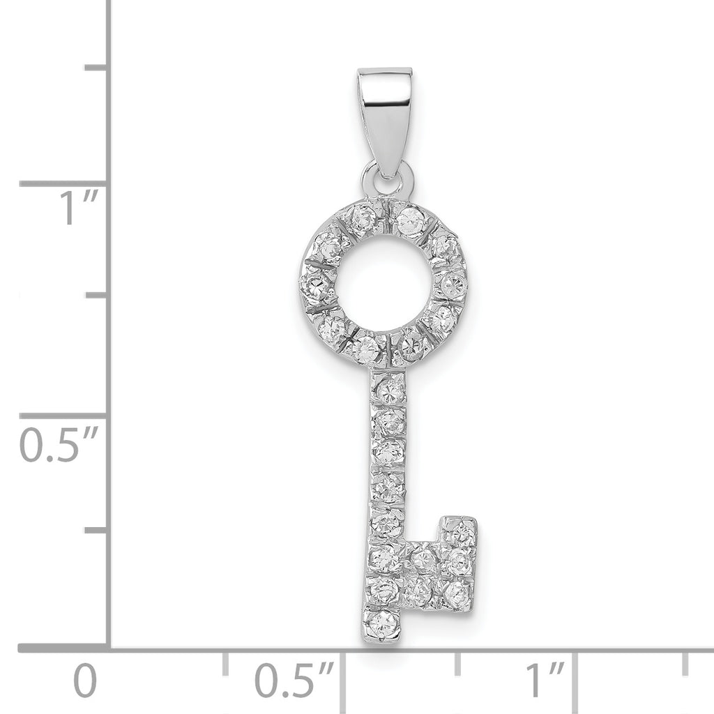 CZ Key Pendant in Sterling Silver