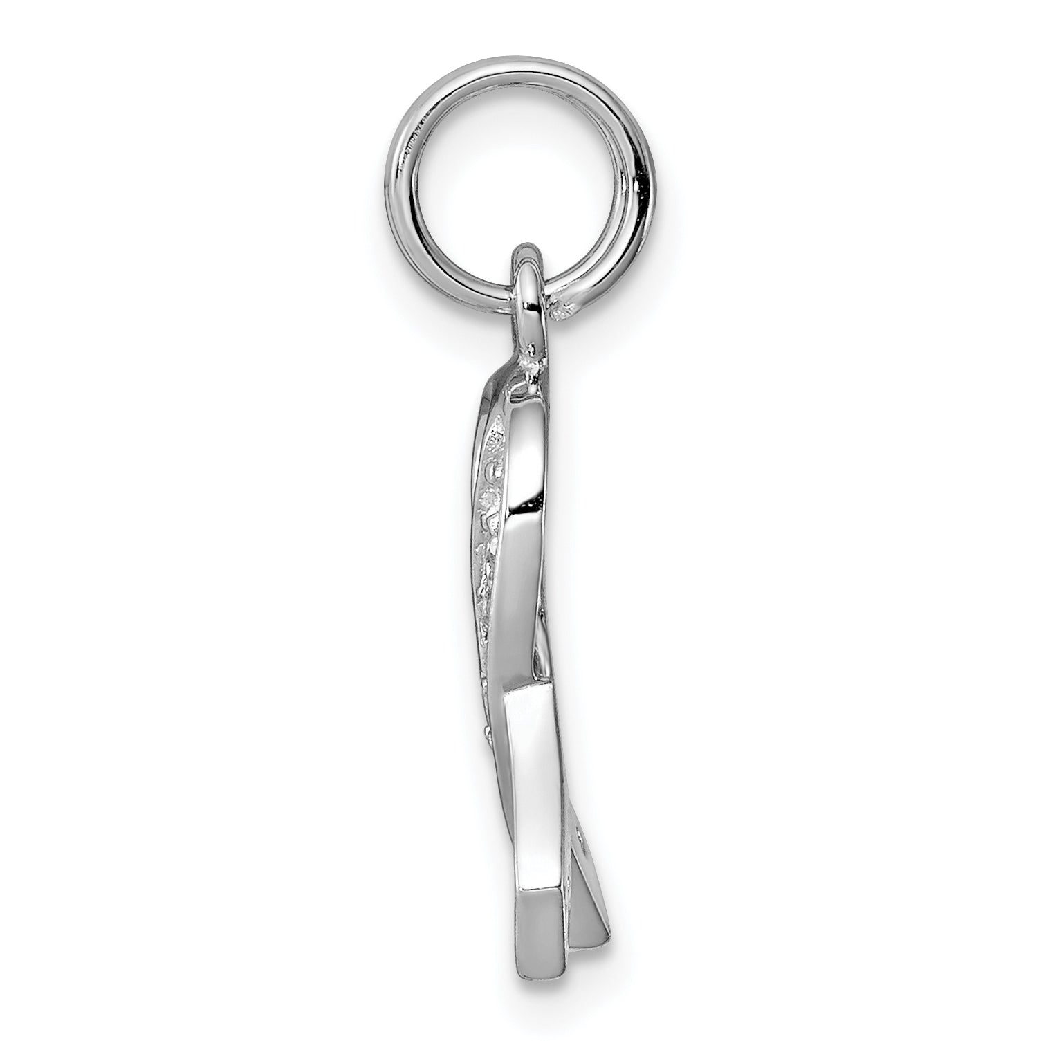 Sterling Silver Rhodium-plated CZ Awareness Ribbon Pendant Secondary image
