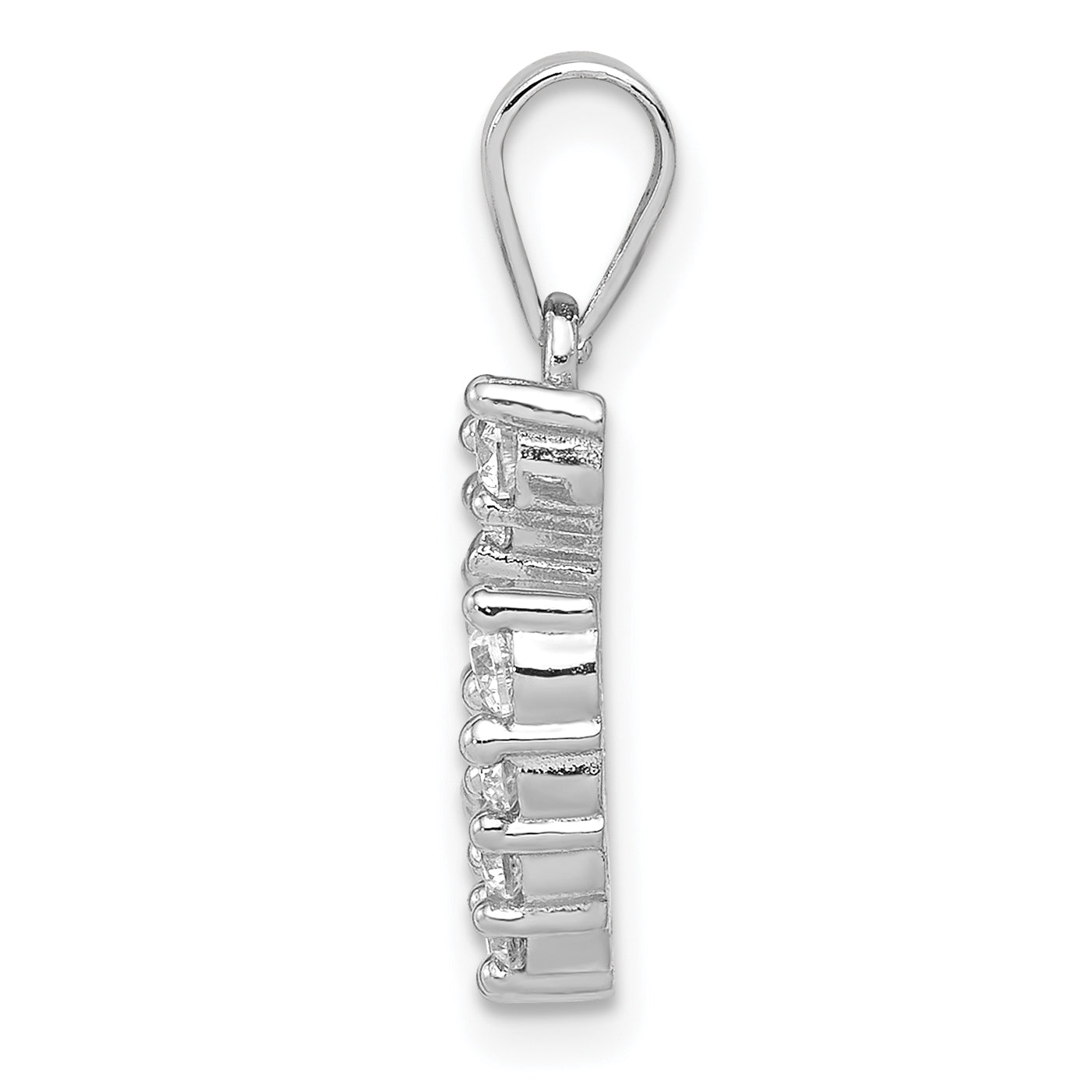 Sterling Silver Rhodium-plated Horseshoe CZ Pendant Secondary image