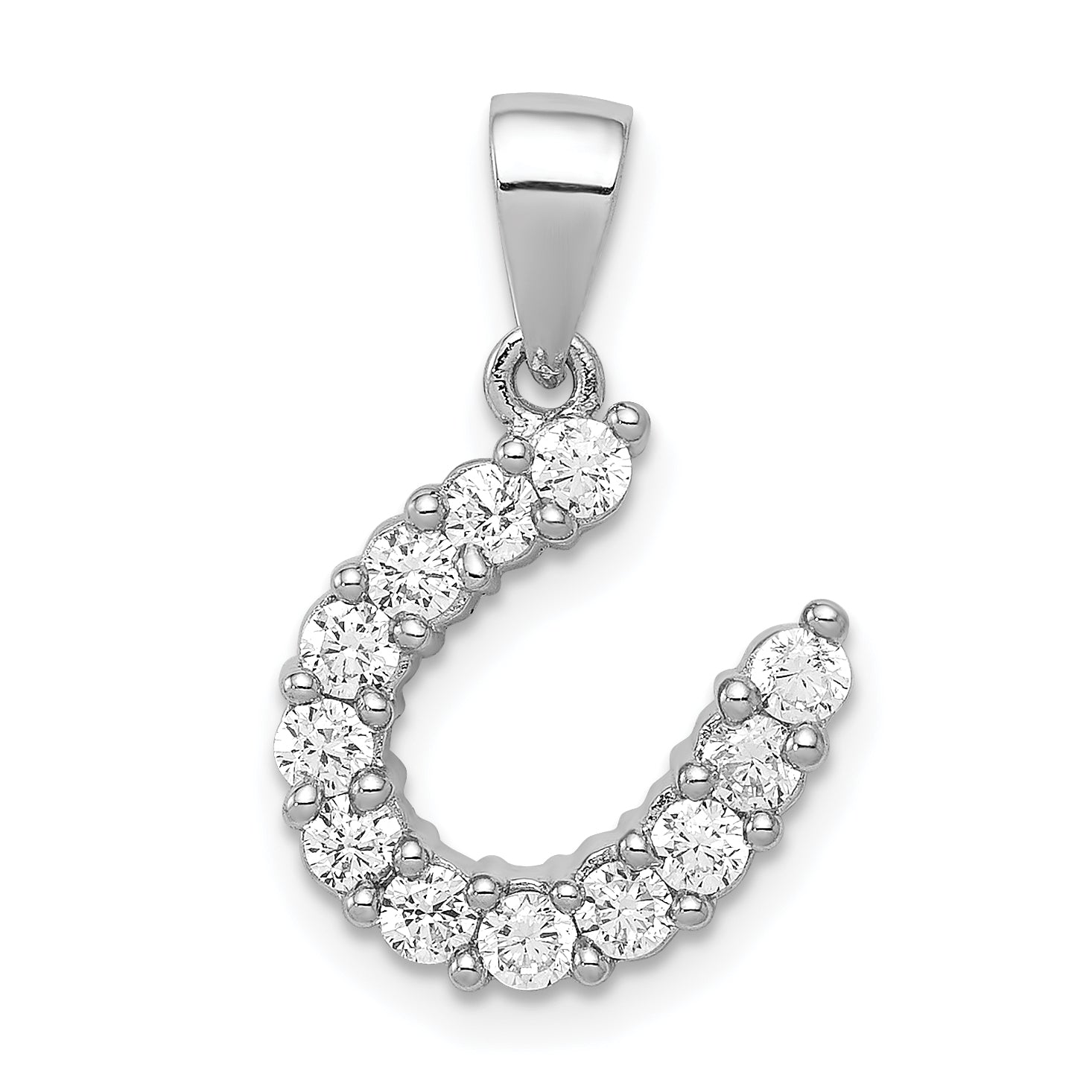 Sterling Silver Rhodium-plated Horseshoe CZ Pendant Main image