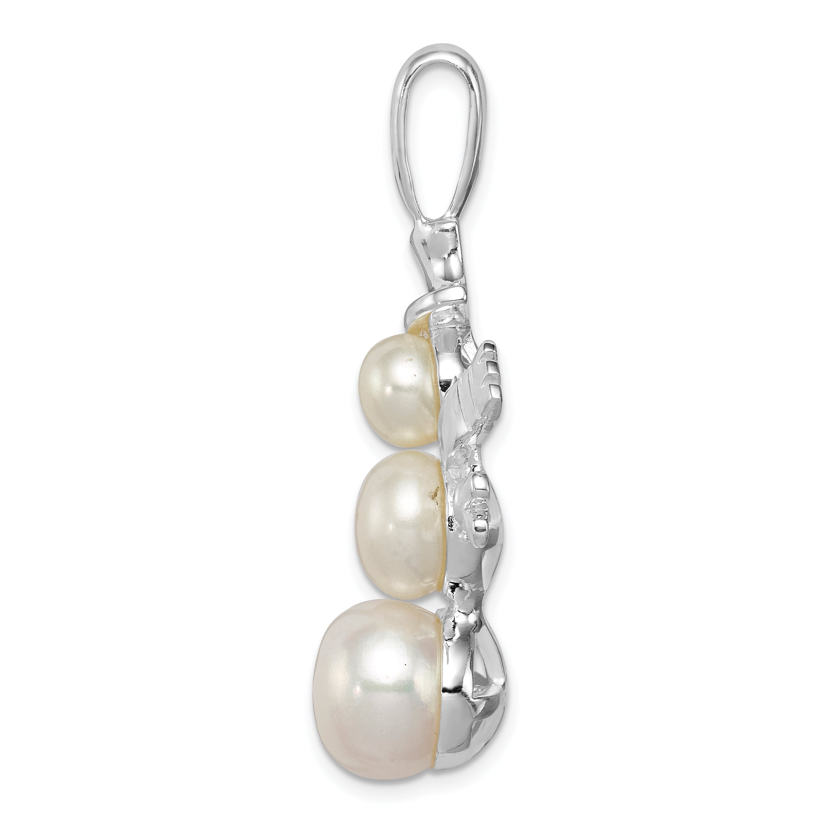 Sterling Silver FW Cultured Pearl Snowman Pendant Secondary image