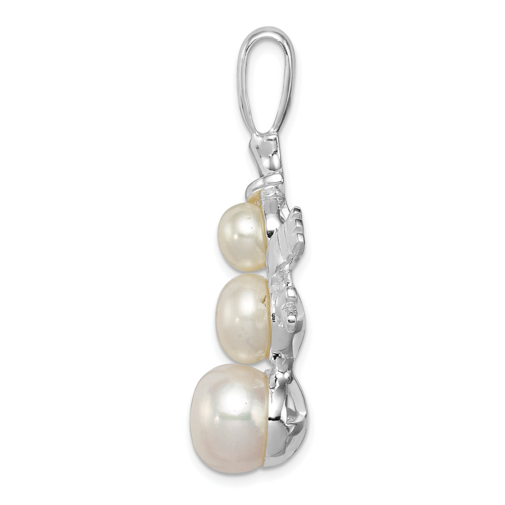 Sterling Silver FW Cultured Pearl Snowman Pendant