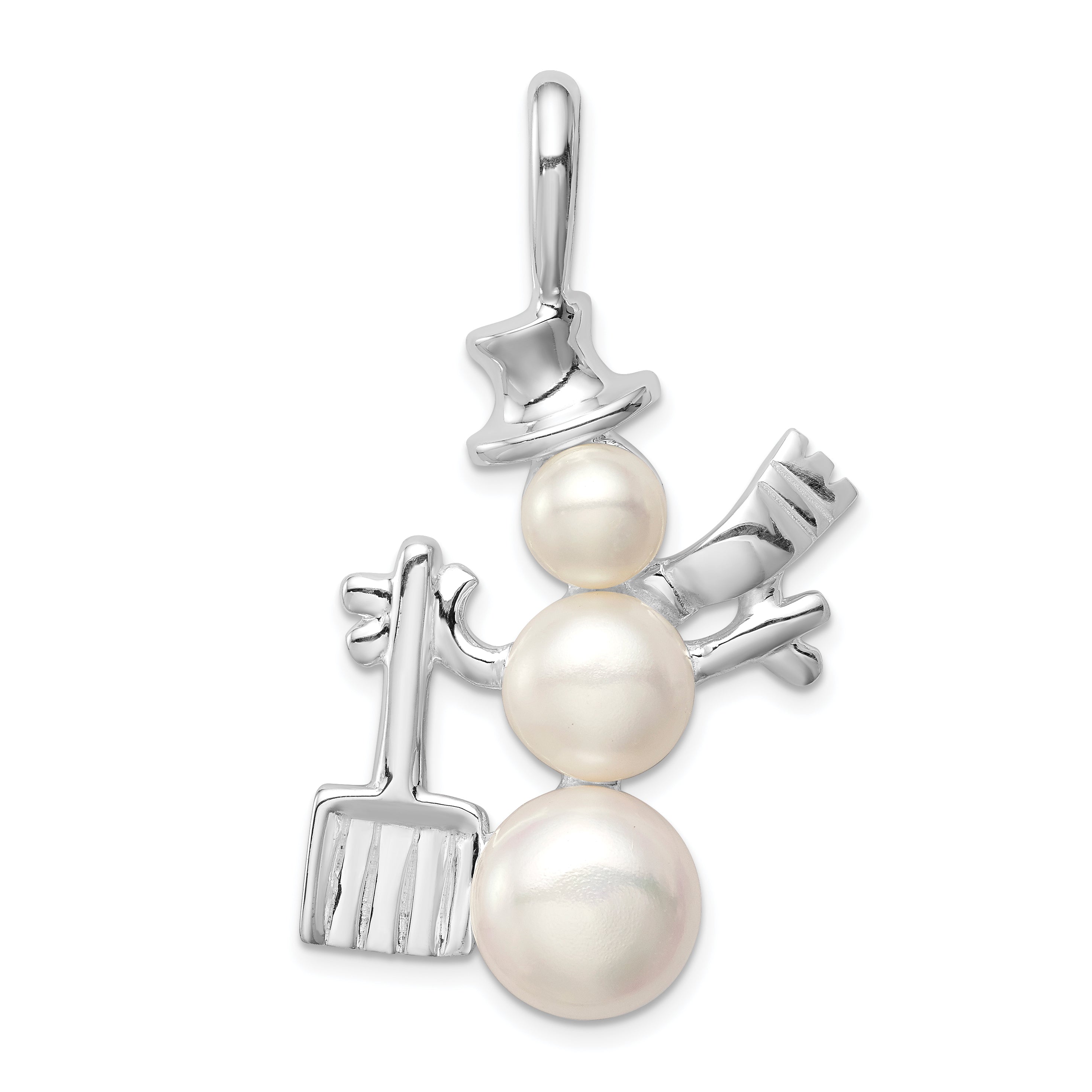 Sterling Silver FW Cultured Pearl Snowman Pendant Main image
