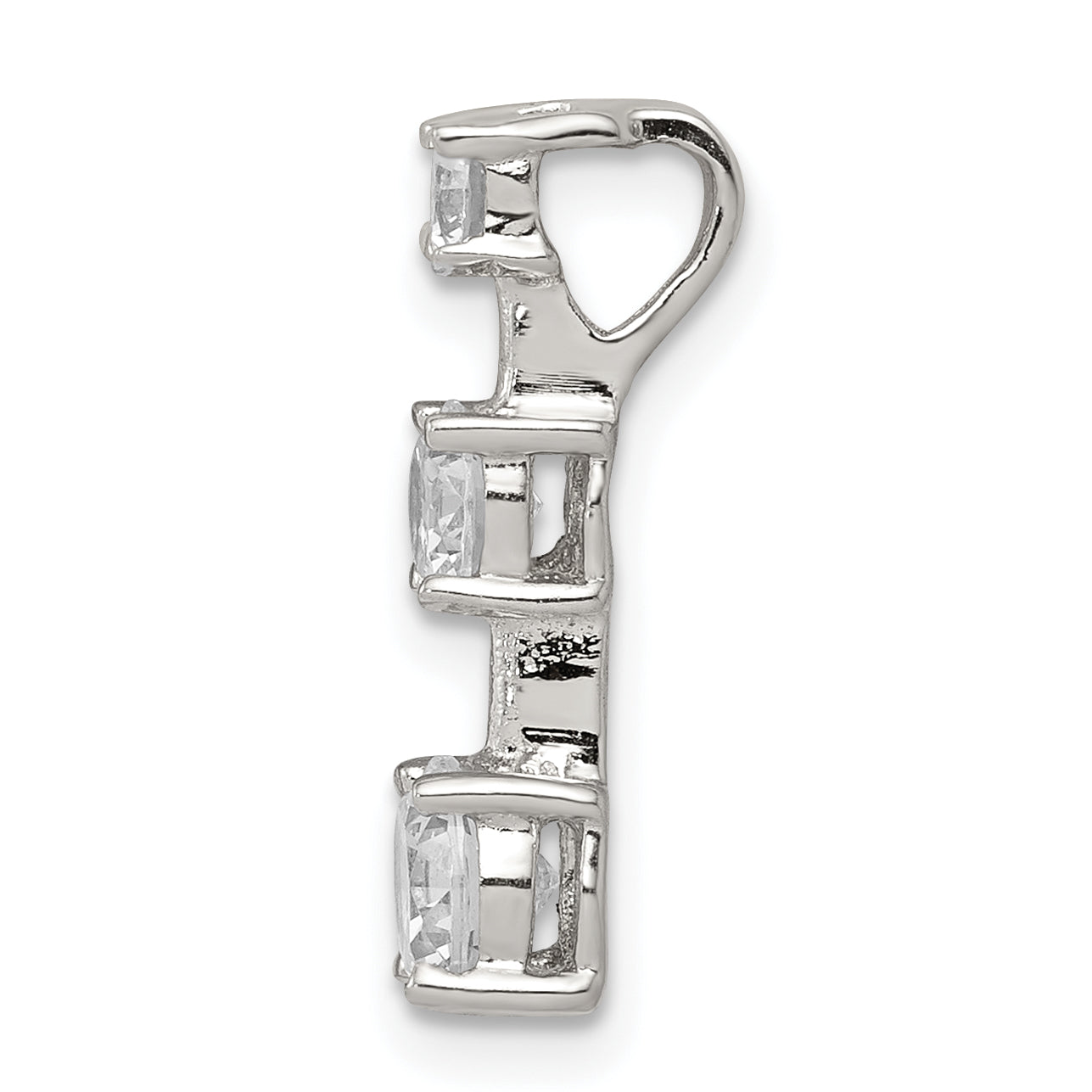 3-Stone Cubic Zirconia Pendant in Sterling Silver, 19mm Secondary image