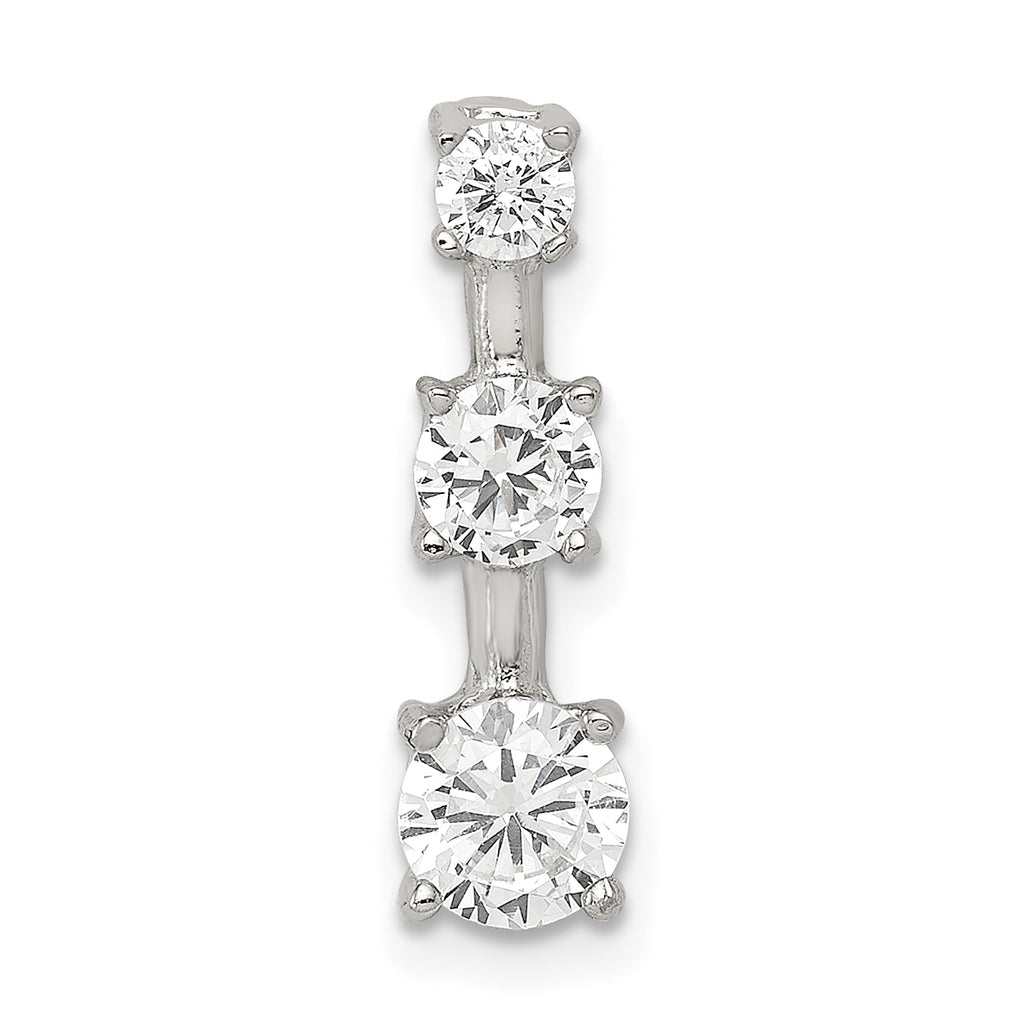 Sterling Silver Rhodium-plated 3-stone CZ Pendant