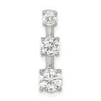 Sterling Silver Rhodium-plated 3-stone CZ Pendant