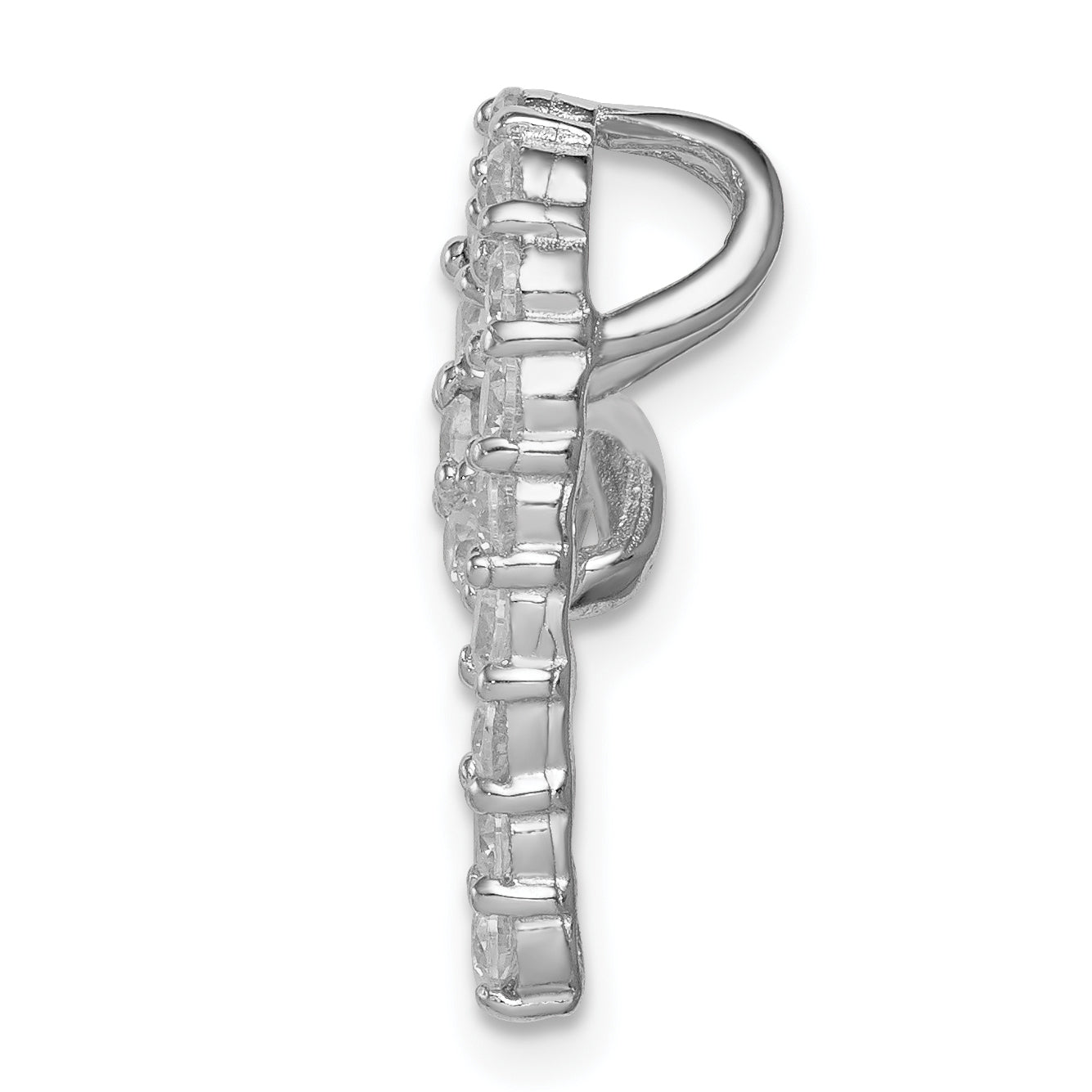 Sterling Silver Rhodium-plated CZ Heart Pendant Secondary image