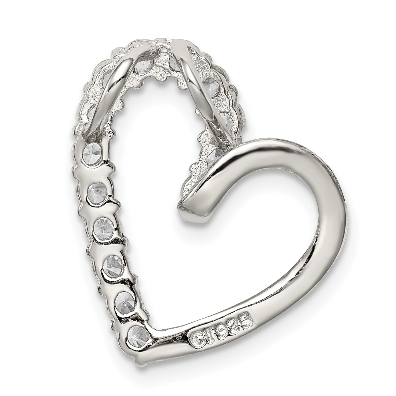Sterling Silver Rhodium-plated CZ Heart Pendant
