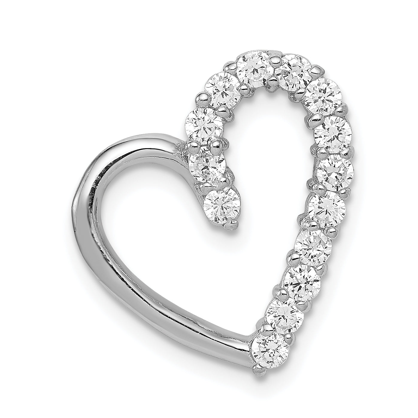 Sterling Silver Rhodium-plated CZ Heart Pendant Main image