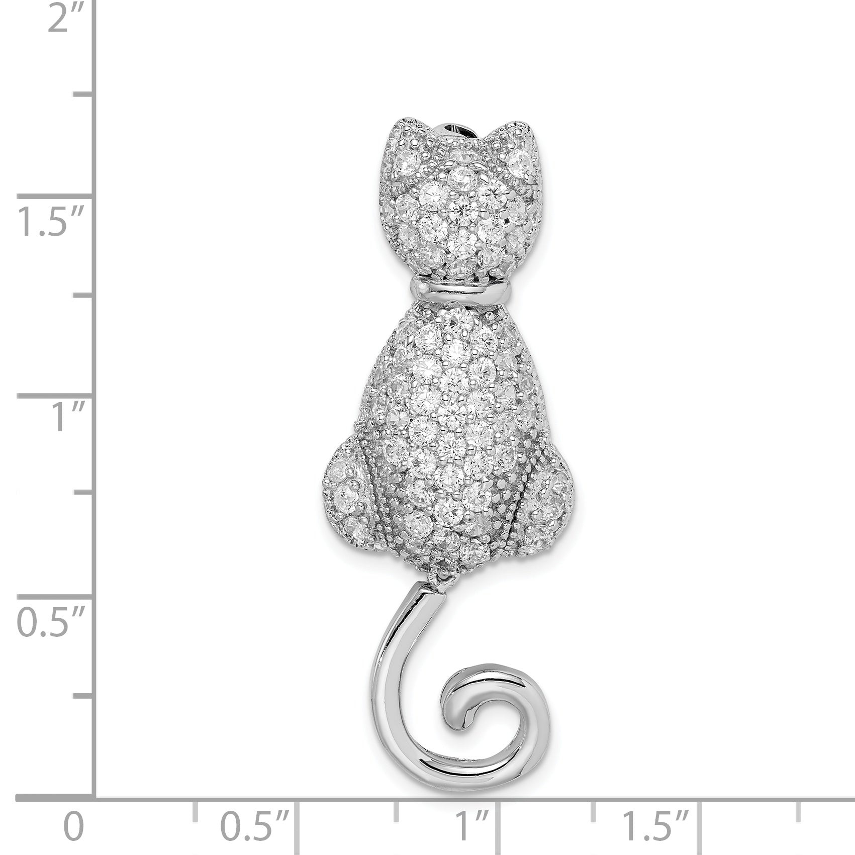 Sophia Jewelers Sterling Silver Cat Pin with Clear CZ Stones, Rhodium-Plated