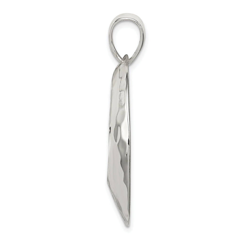Sterling Silver Rhodium-plated Hammered Circle Pendant