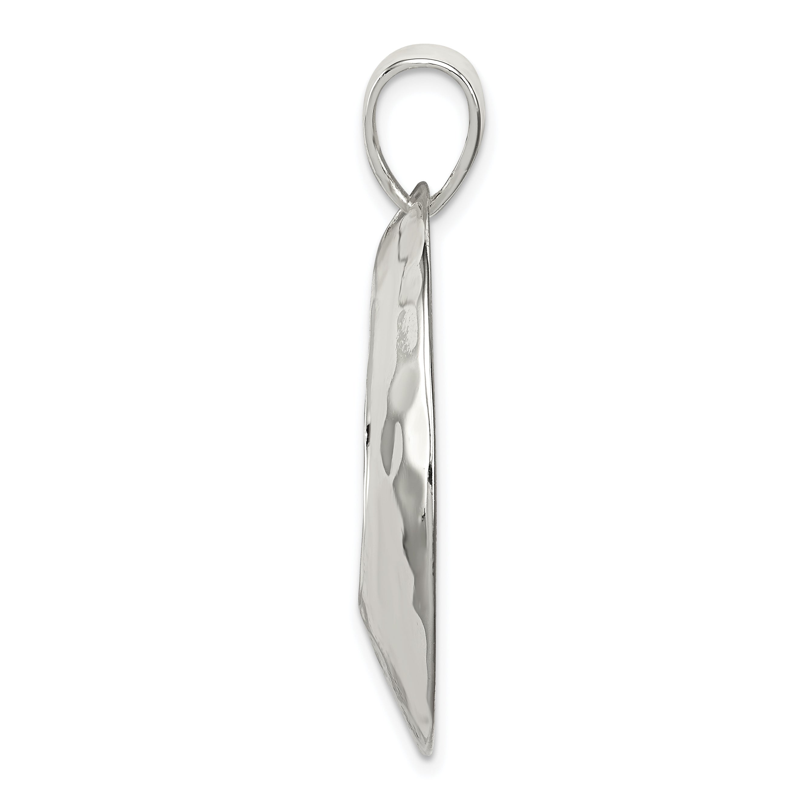 Sterling Silver Rhodium-plated Hammered Circle Pendant
