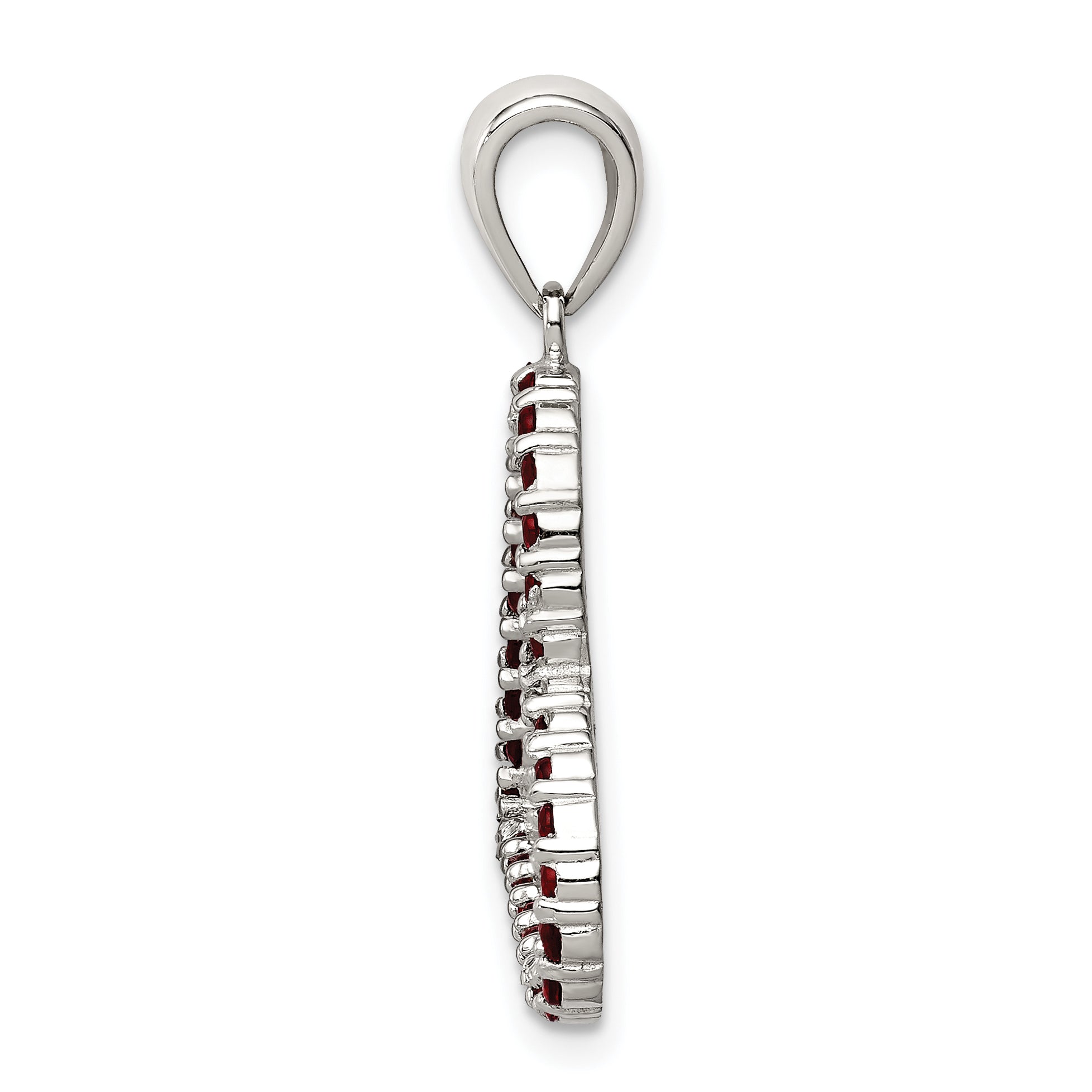 Sterling Silver Rhodium Plated Red CZ Heart Pendant Secondary image