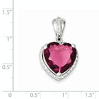 Sterling Silver Heart Red CZ Pendant