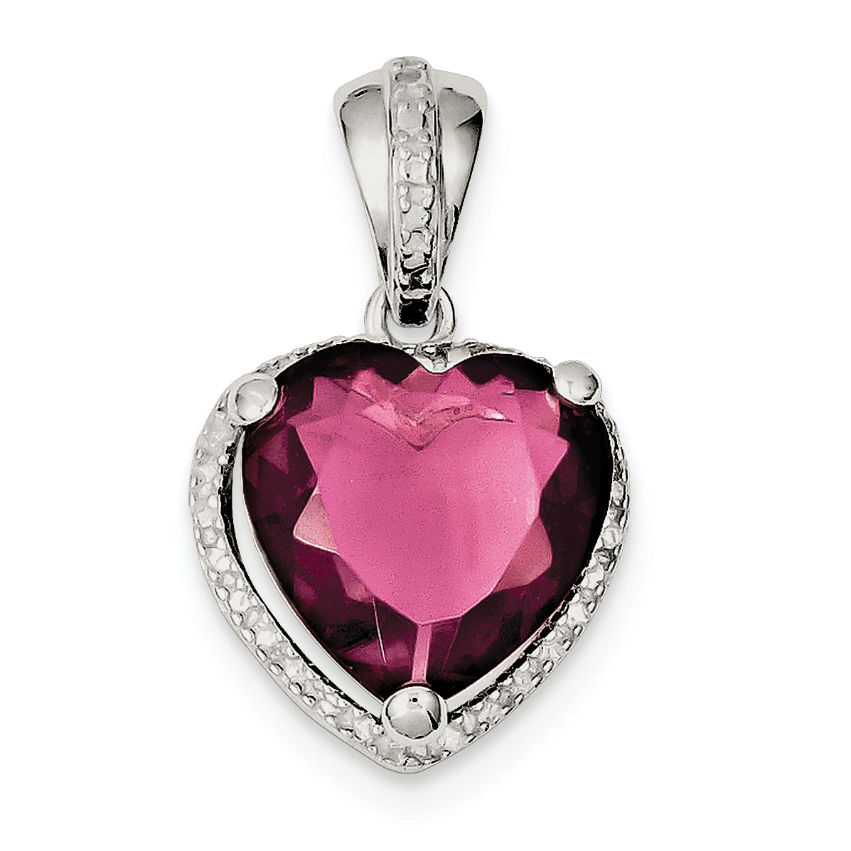 Sterling Silver Heart Red CZ Pendant Main image
