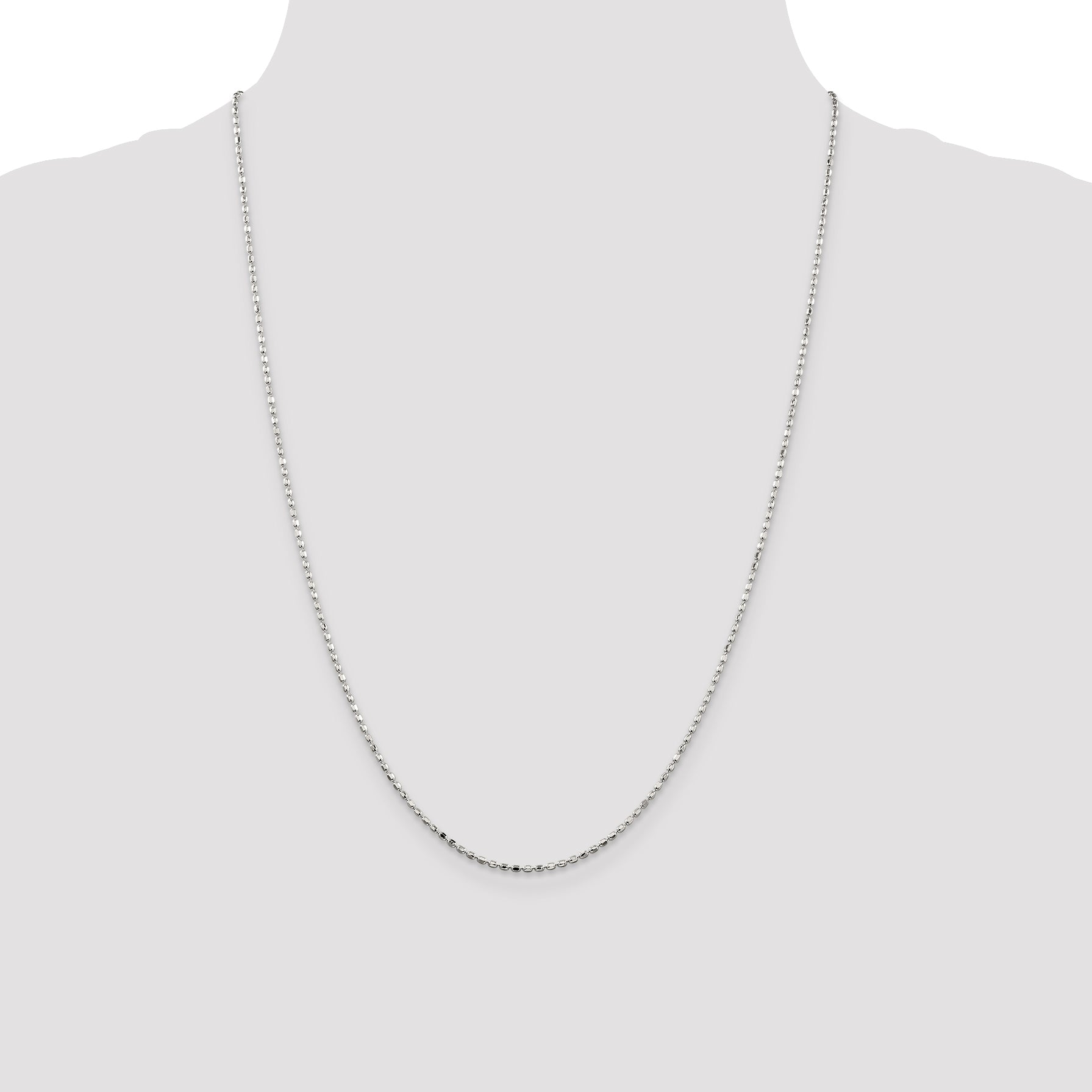 Sophia Jewelers Sterling Silver 925 Women's Polished Beaded Chain Necklace