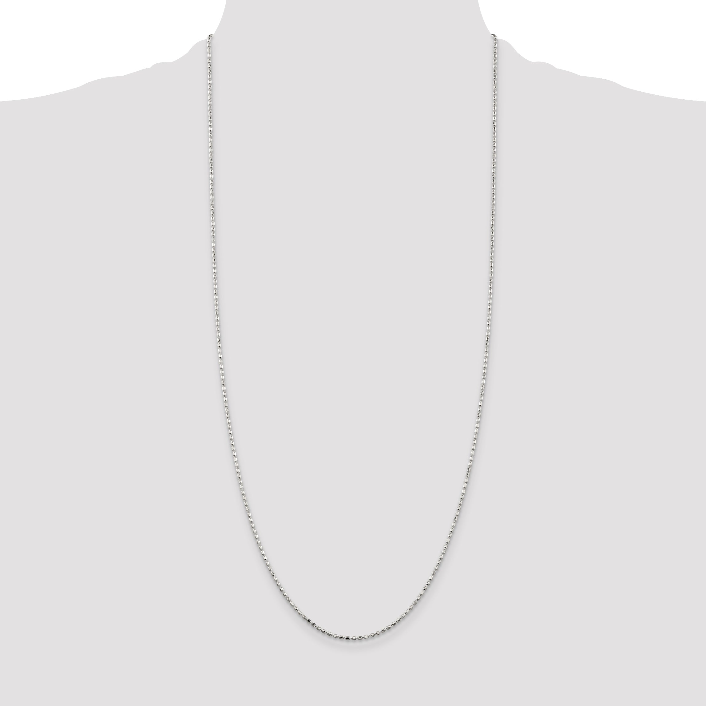 Sophia Jewelers Sterling Silver 925 Women's Polished Beaded Chain Necklace