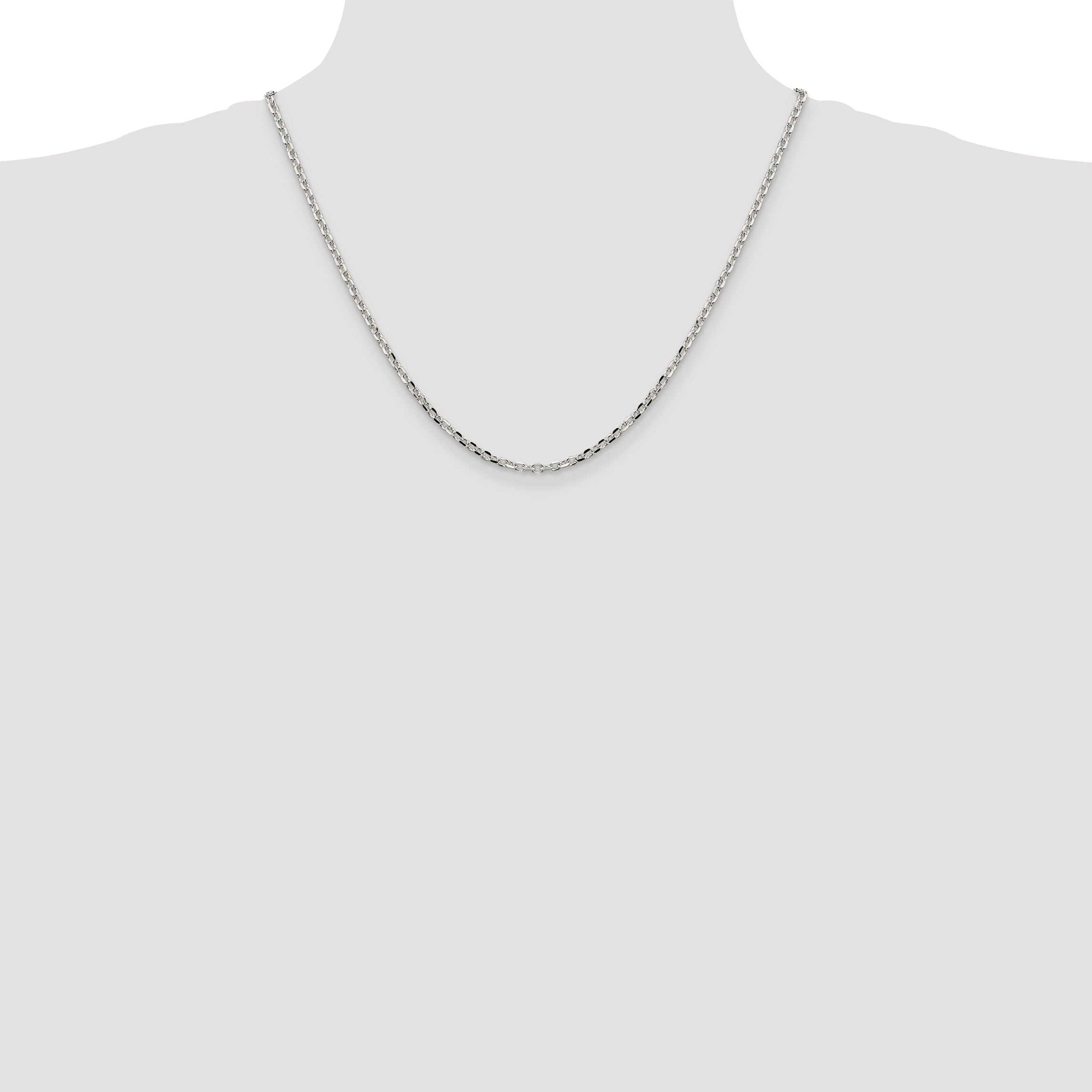 Sterling Silver 2.75mm Diamond-cut Forzantina Cable Chain