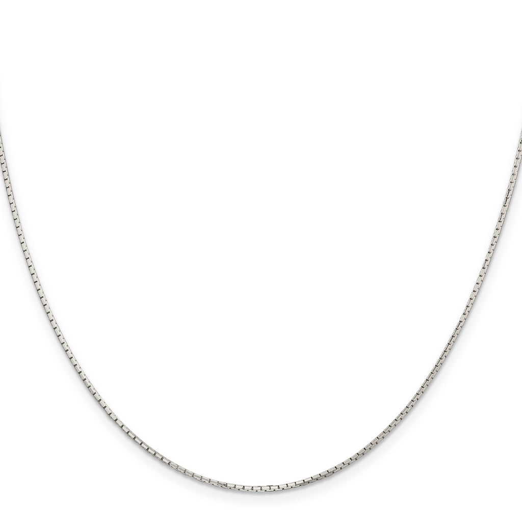 8-Sided Mirror Box Chain Necklace in Sterling Silver, 1.2mm