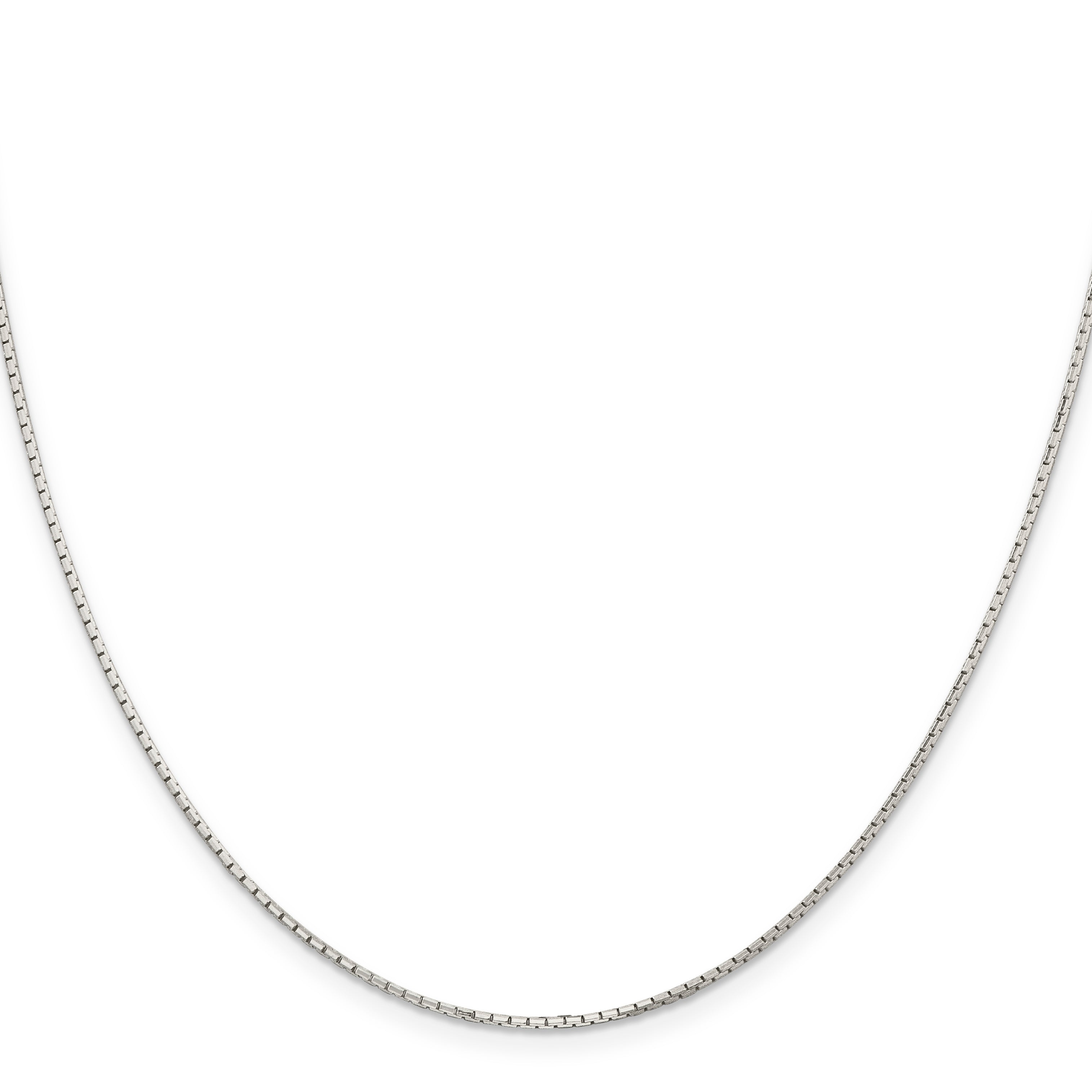 8-Sided Mirror Box Chain Necklace in Sterling Silver, 1.2mm