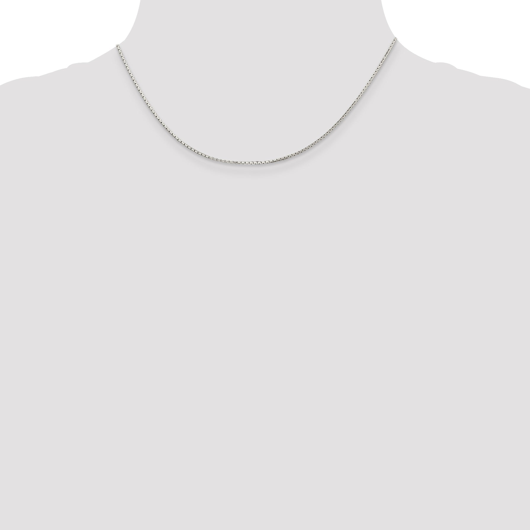 8-Sided Mirror Box Chain Necklace in Sterling Silver, 1.2mm
