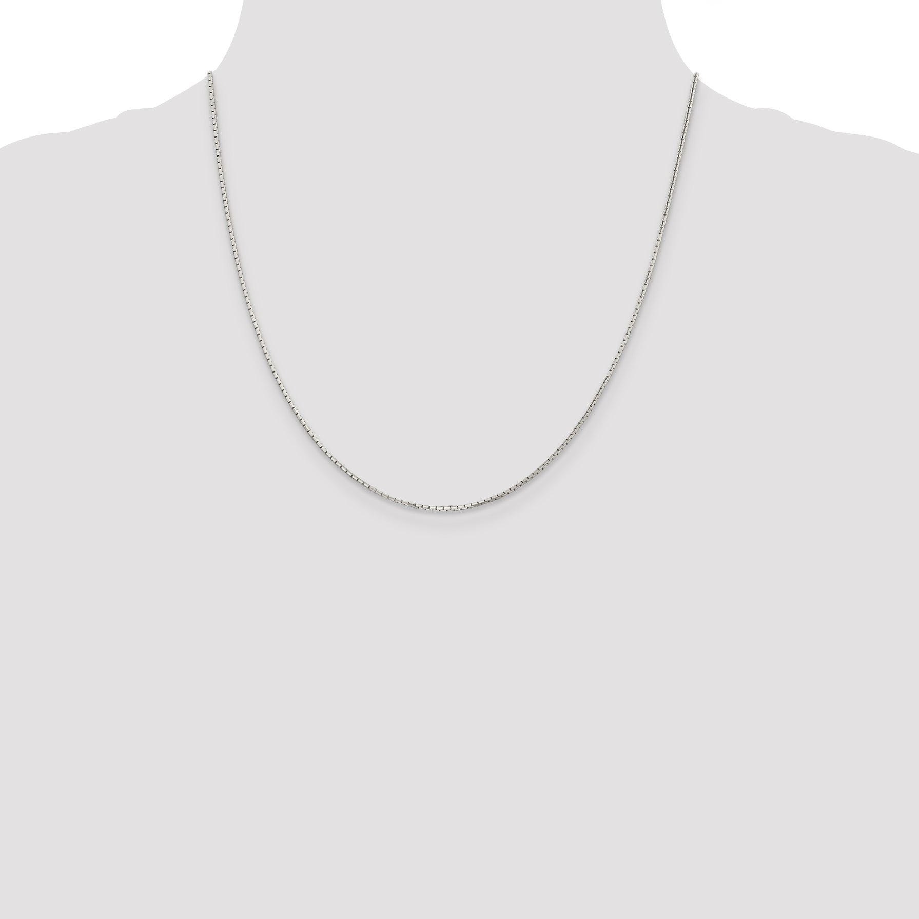 8-Sided Mirror Box Chain Necklace in Sterling Silver, 1.2mm