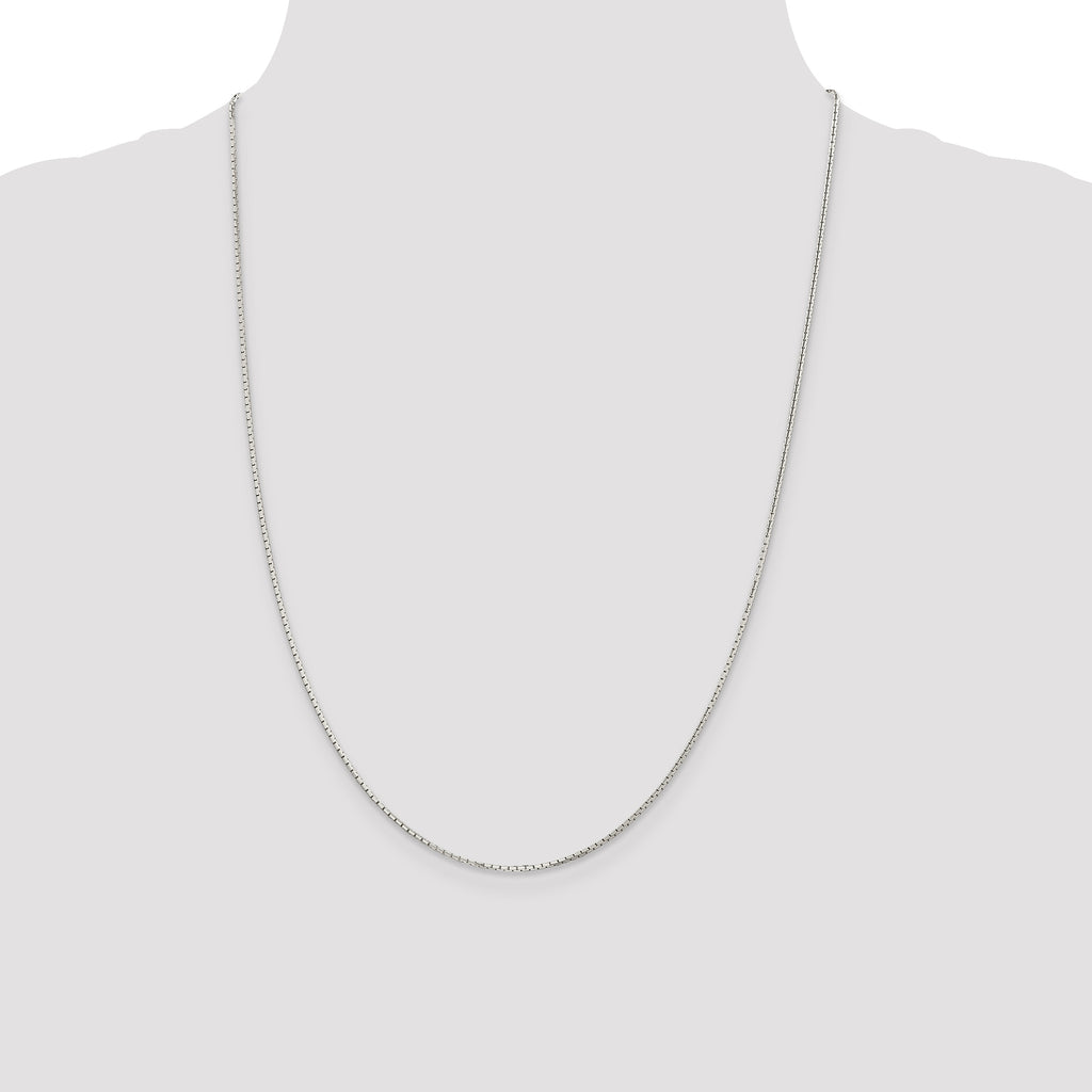 8-Sided Mirror Box Chain Necklace in Sterling Silver, 1.2mm