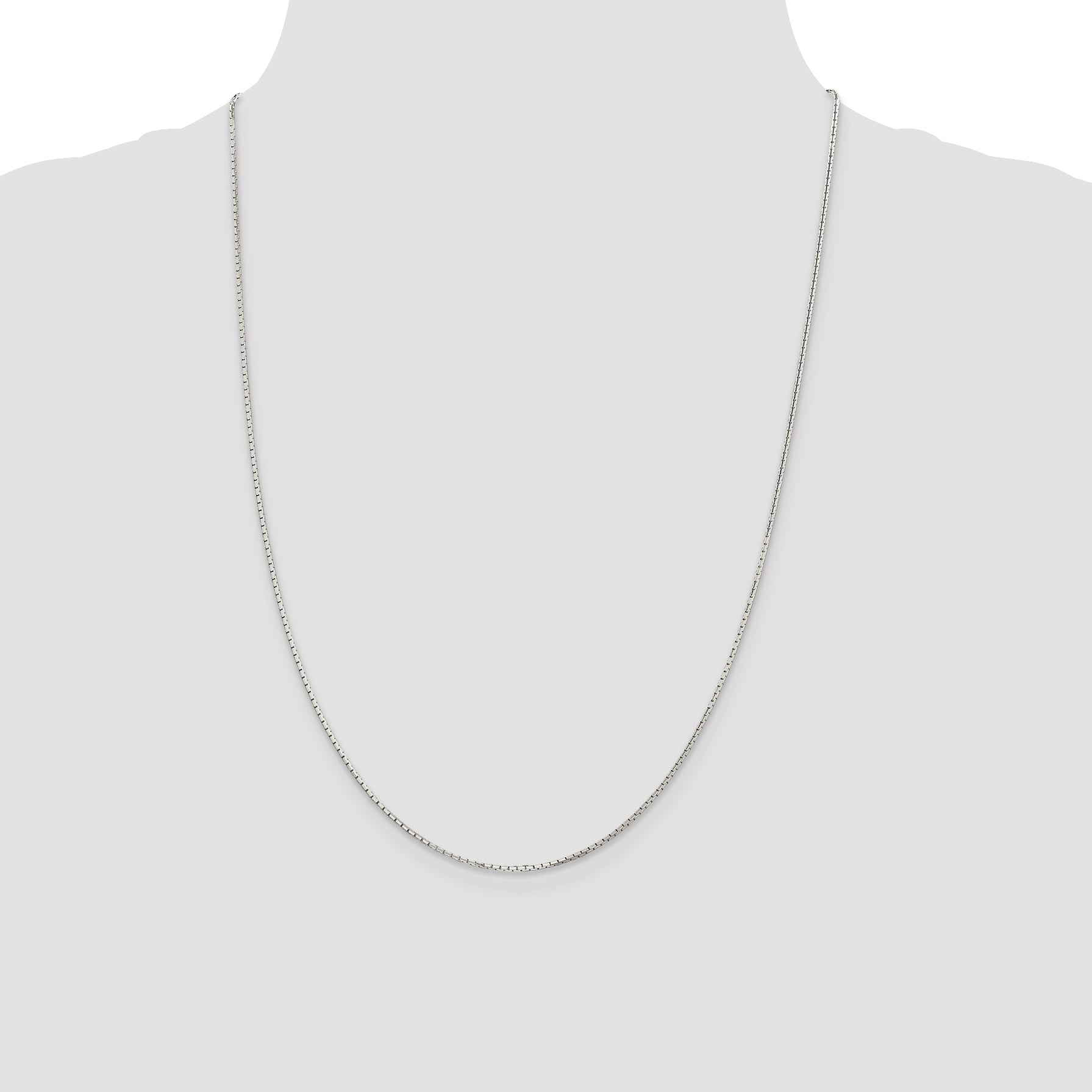 8-Sided Mirror Box Chain Necklace in Sterling Silver, 1.2mm
