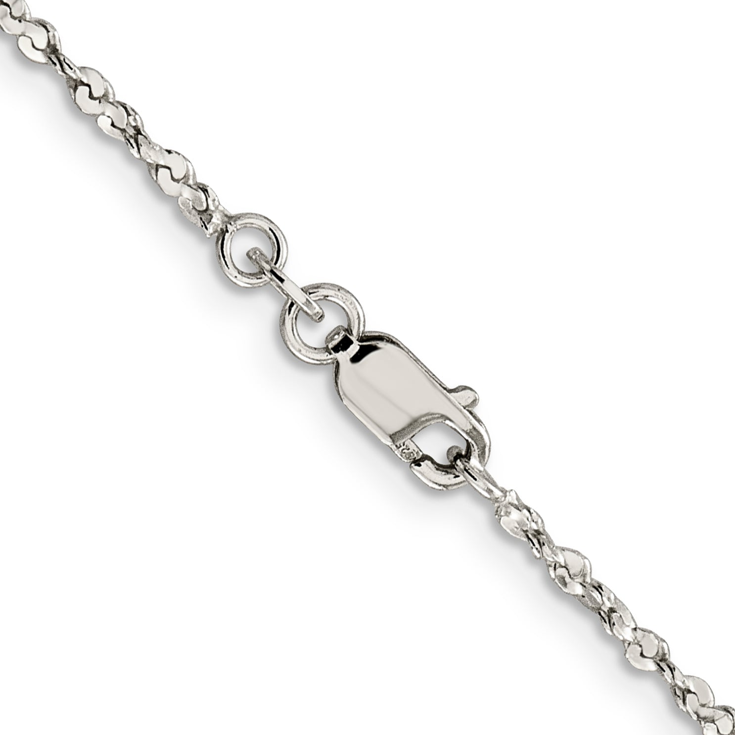 Twisted Serpentine Chain Necklace in Sterling Silver, 1.8mm