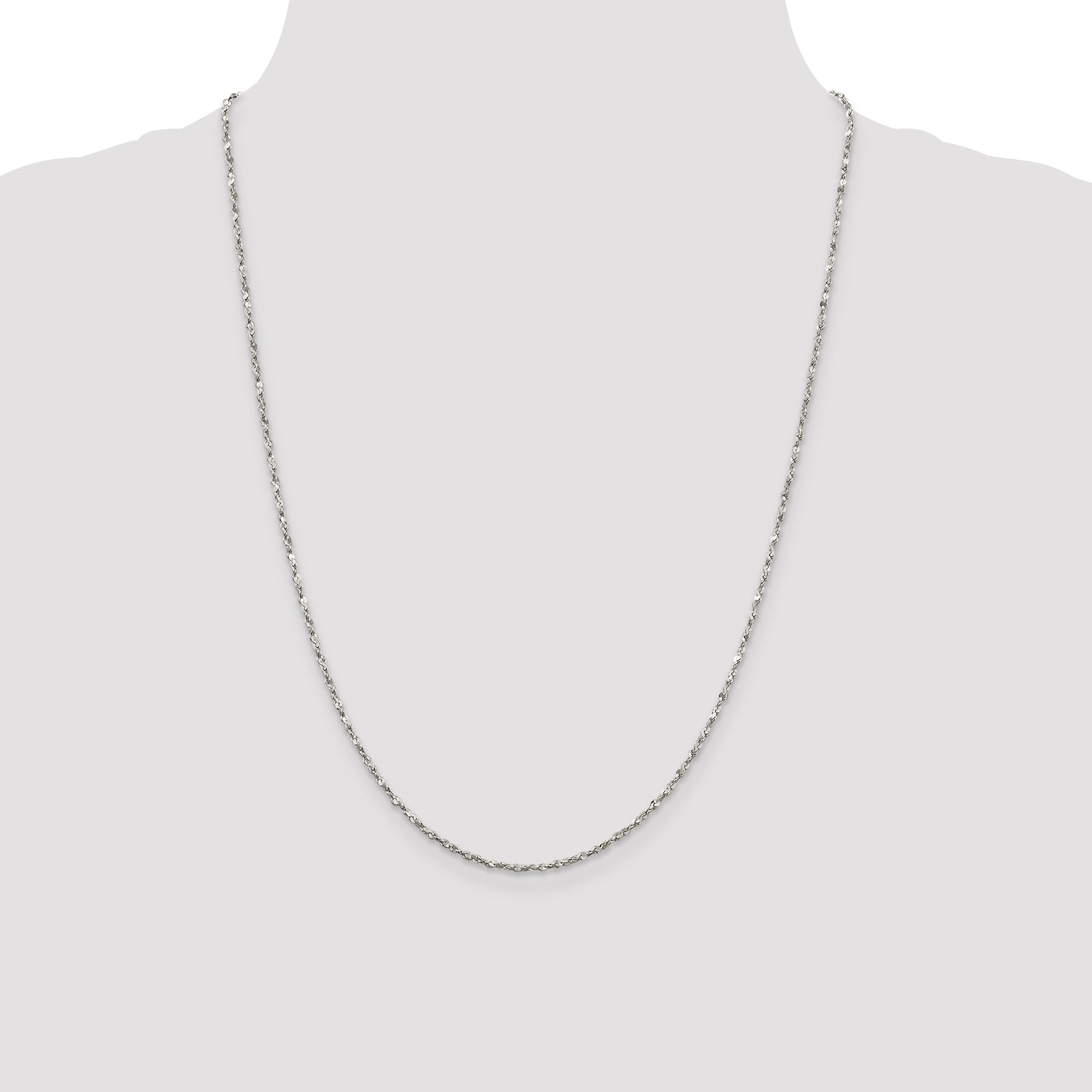 Twisted Serpentine Chain Necklace in Sterling Silver, 1.8mm