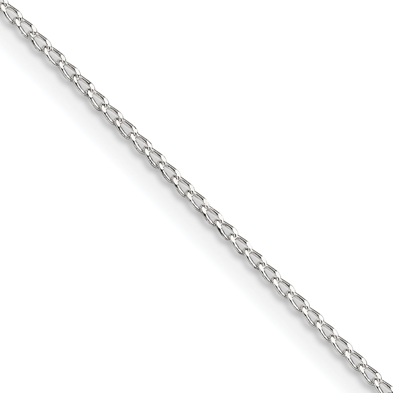 Sterling Silver 1mm Open Elongated Link Curb Chain