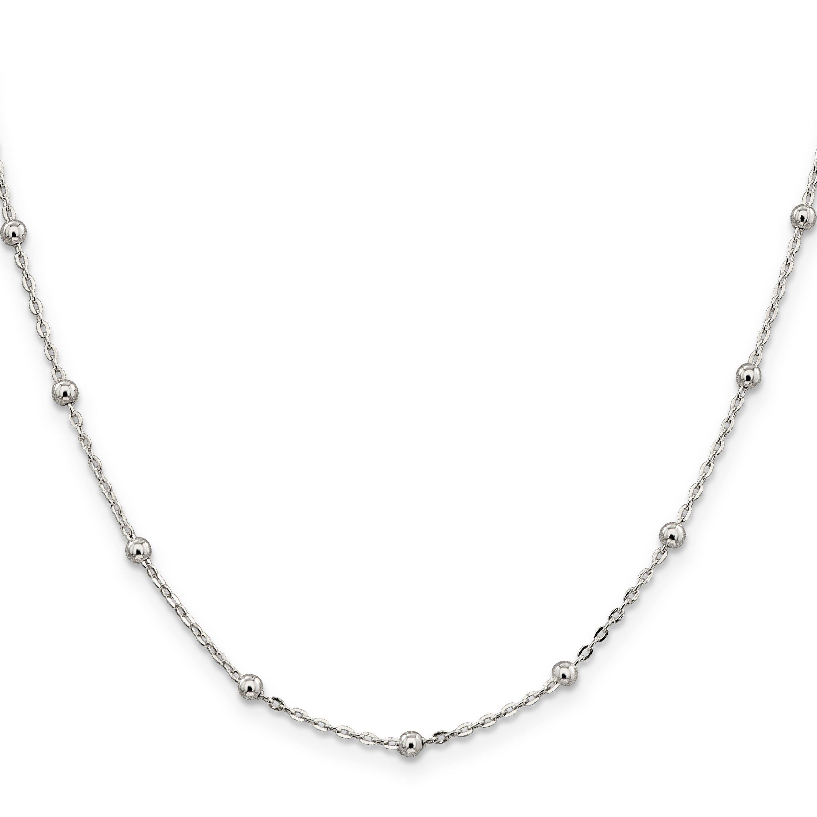 Fancy Beaded Chain Necklace in Sterling Silver, 1.3mm Secondary image
