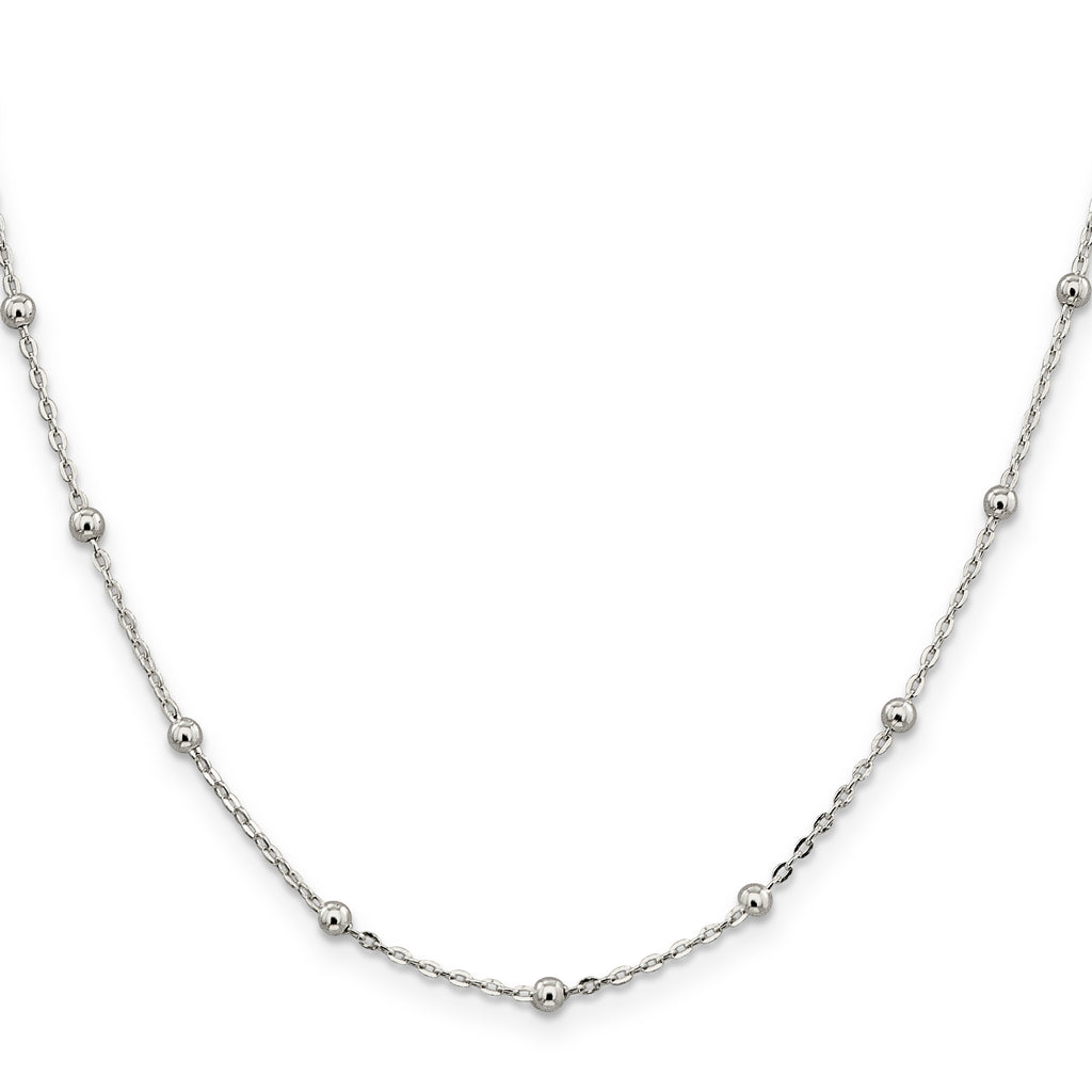 Fancy Beaded Chain Necklace in Sterling Silver, 1.3mm