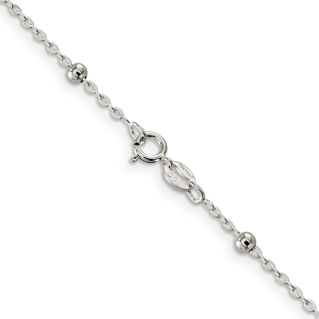 Fancy Beaded Chain Necklace in Sterling Silver, 1.3mm