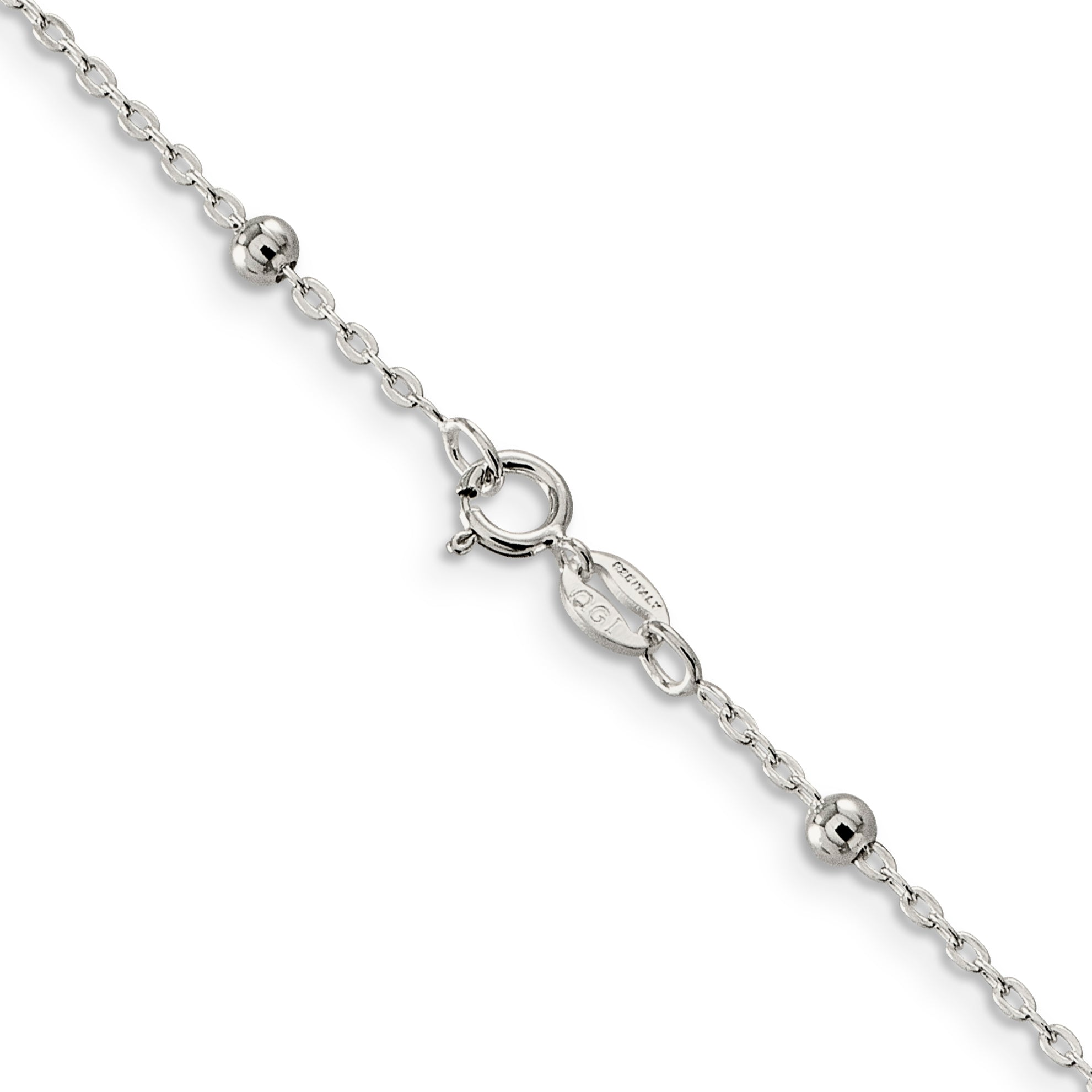 Fancy Beaded Chain Necklace in Sterling Silver, 1.3mm