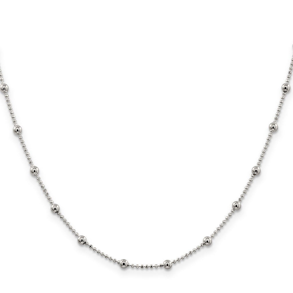 Diamond-Cut Beaded Chain Necklace in Sterling Silver