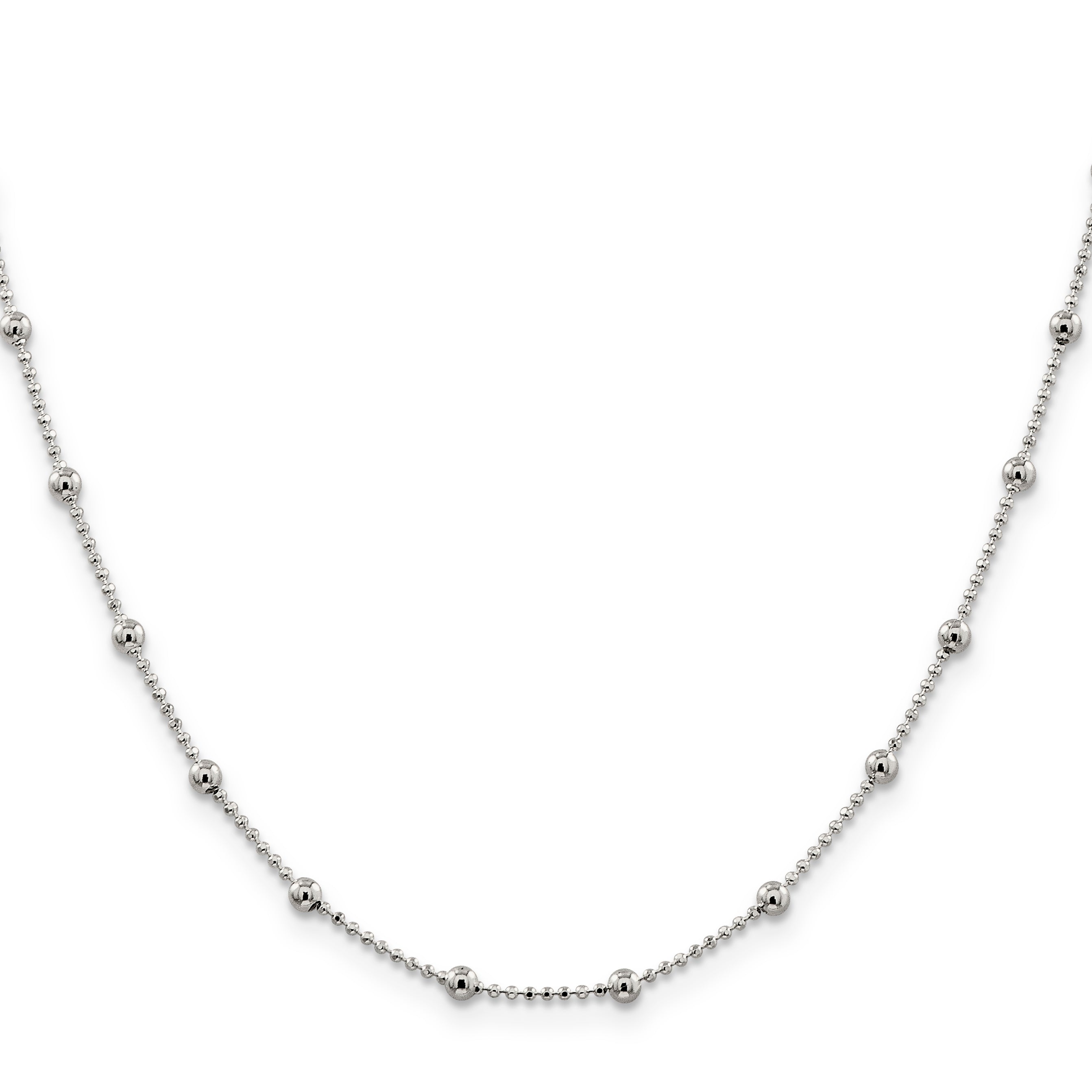 Diamond-Cut Beaded Chain Necklace in Sterling Silver