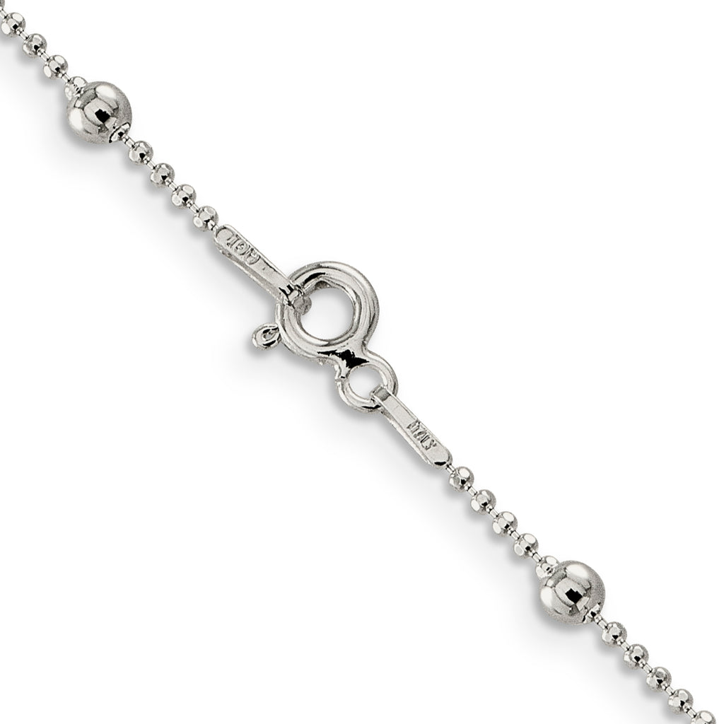 Diamond-Cut Beaded Chain Necklace in Sterling Silver