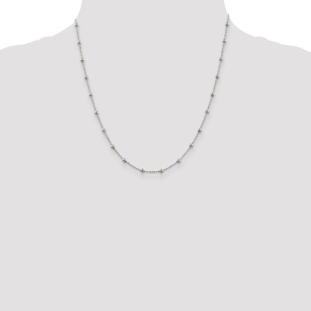 Diamond-Cut Beaded Chain Necklace in Sterling Silver