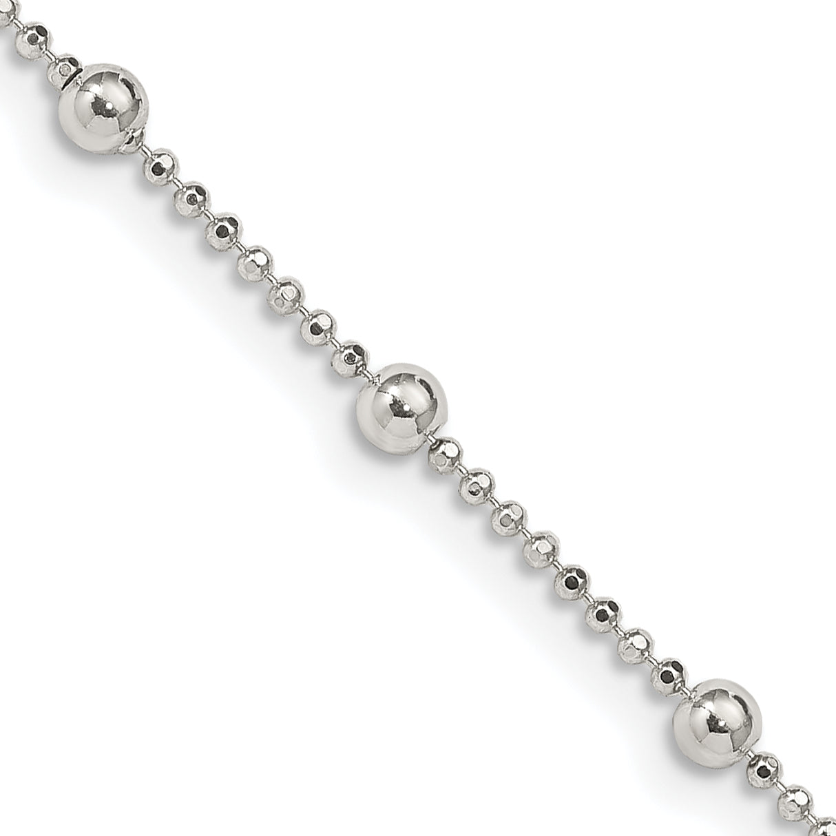 Sterling Silver 1.15mm Diamond-cut Fancy Beaded Chain Main image
